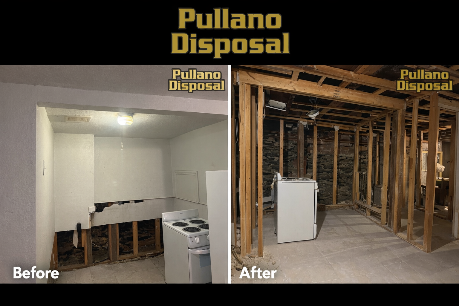 Demolition before and after - kitchen demolition